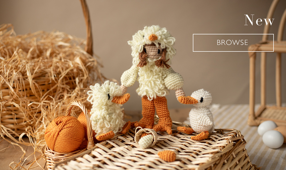 New apricot yarn crochet patterns mini doll chick bird easter